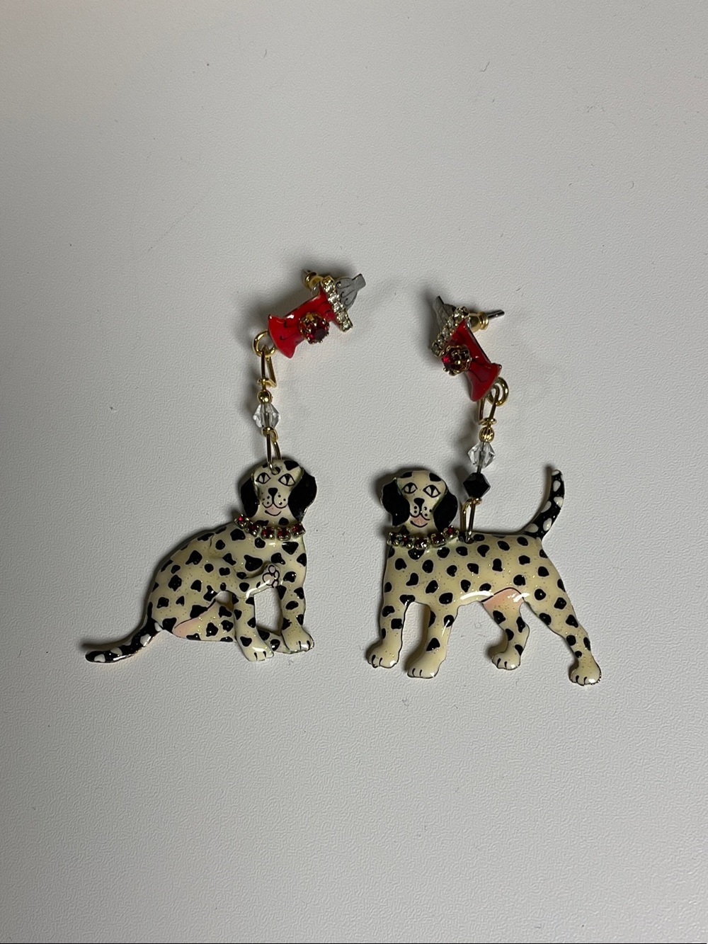 Vintage Dalmatian Dog Drop Earrings - rare - Lunch at the Ritz